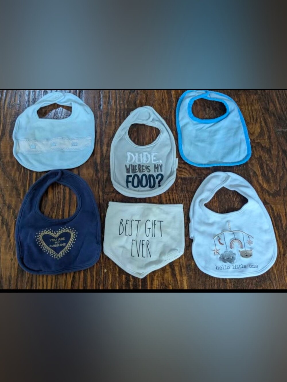 Carter's Baby Bib Set in Navy, White & Light Blue - 6 Pack